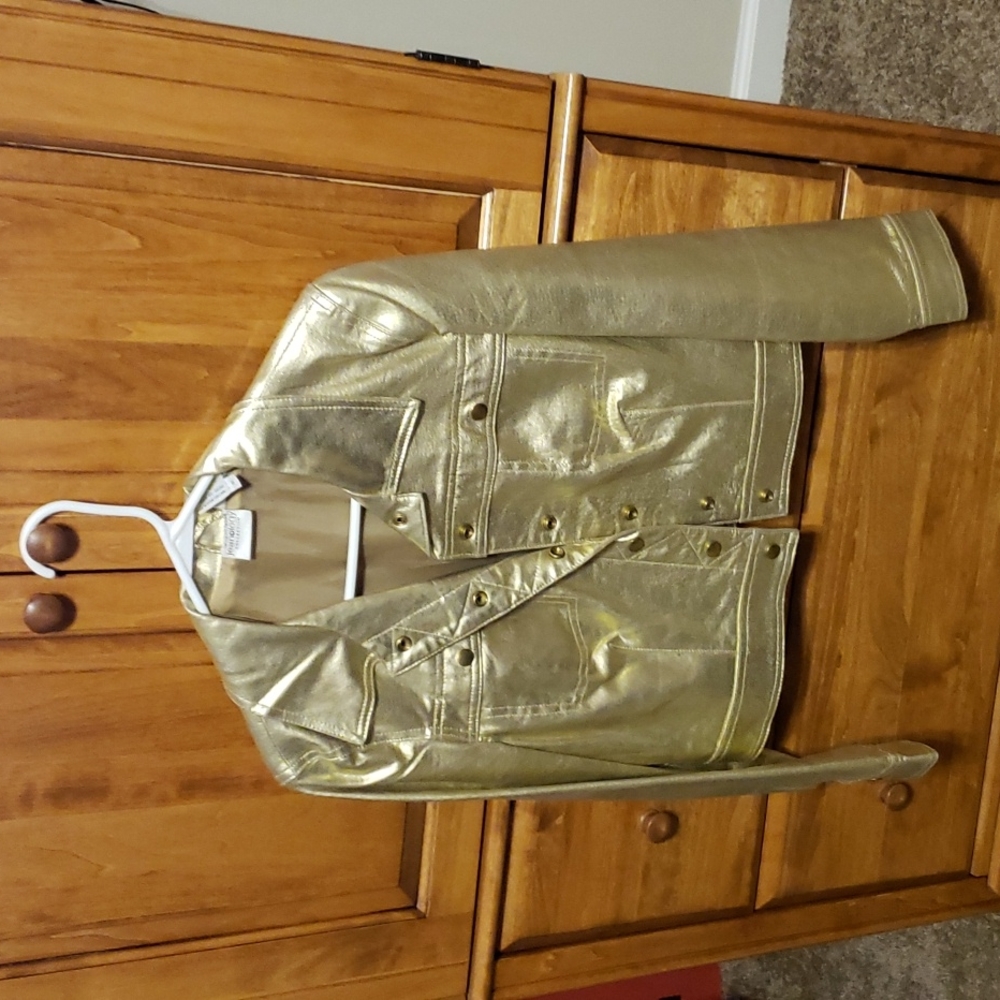 Gold lined leather jacket